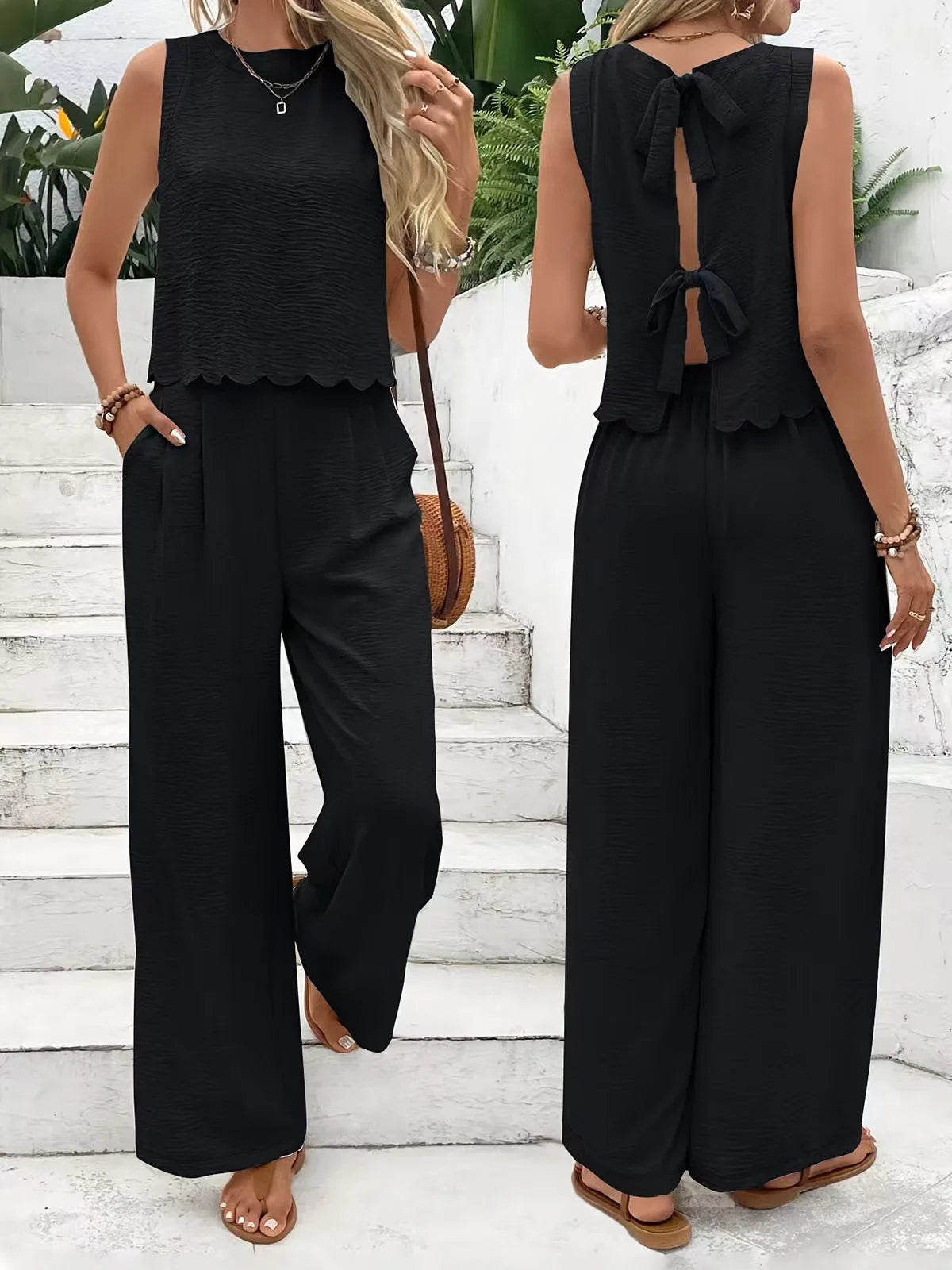 Conjunto calça e blusa manga curta