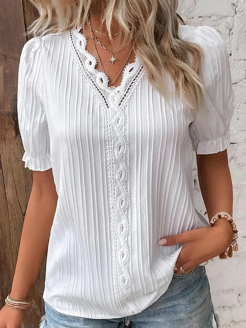 Blusa Feminina Manga Curta - Renda