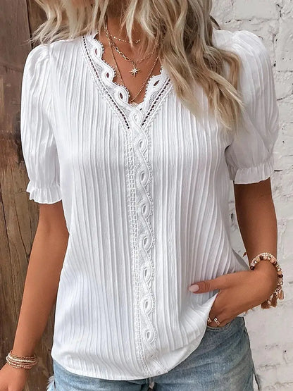 Blusa Feminina Manga Curta - Renda