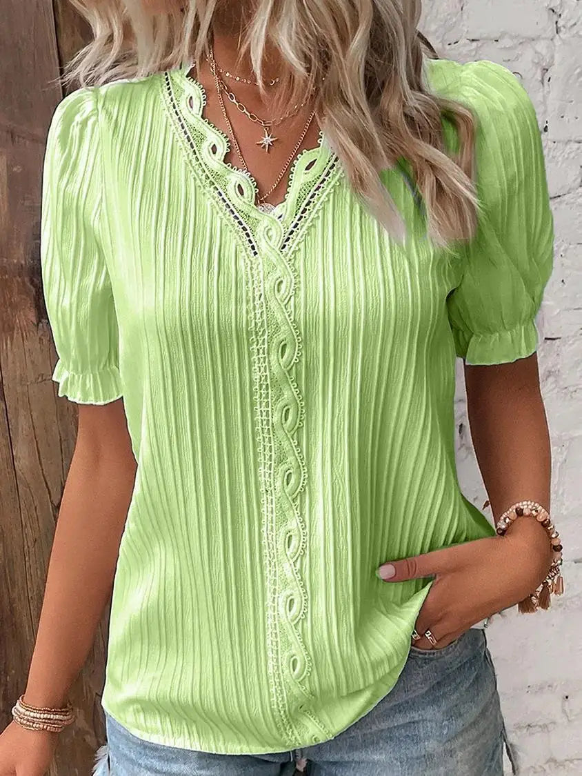 Blusa Feminina Manga Curta - Renda