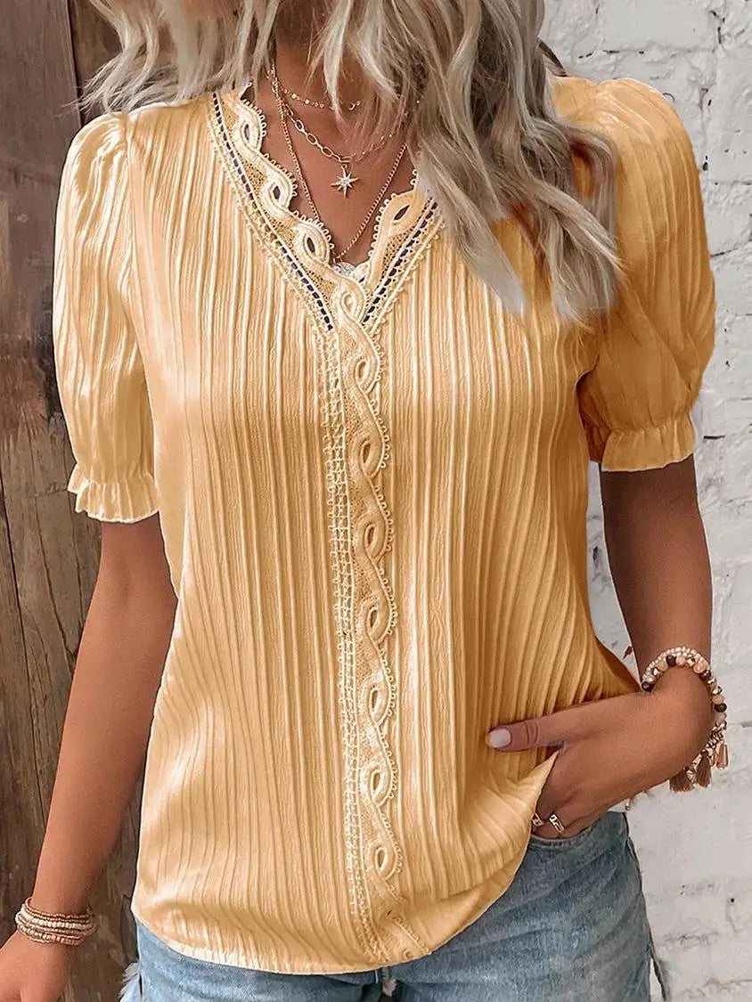 Blusa Feminina Manga Curta - Renda