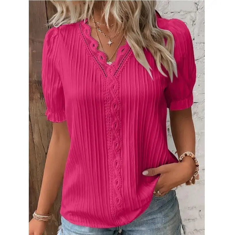 Blusa Feminina Manga Curta - Renda