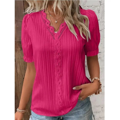 Blusa Feminina Manga Curta - Renda