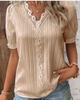 Blusa Feminina Manga Curta - Renda