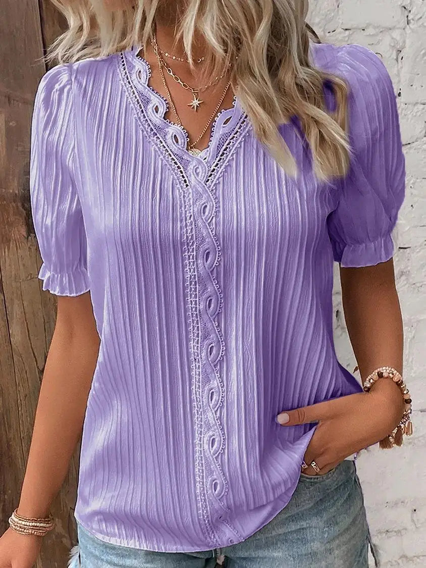 Blusa Feminina Manga Curta - Renda