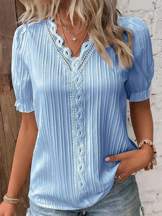 Blusa Feminina Manga Curta - Renda