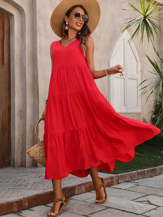Vestido Midi com Decote em V