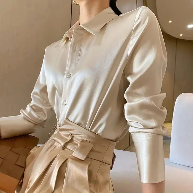 Camisa Cetim Manga Comprida